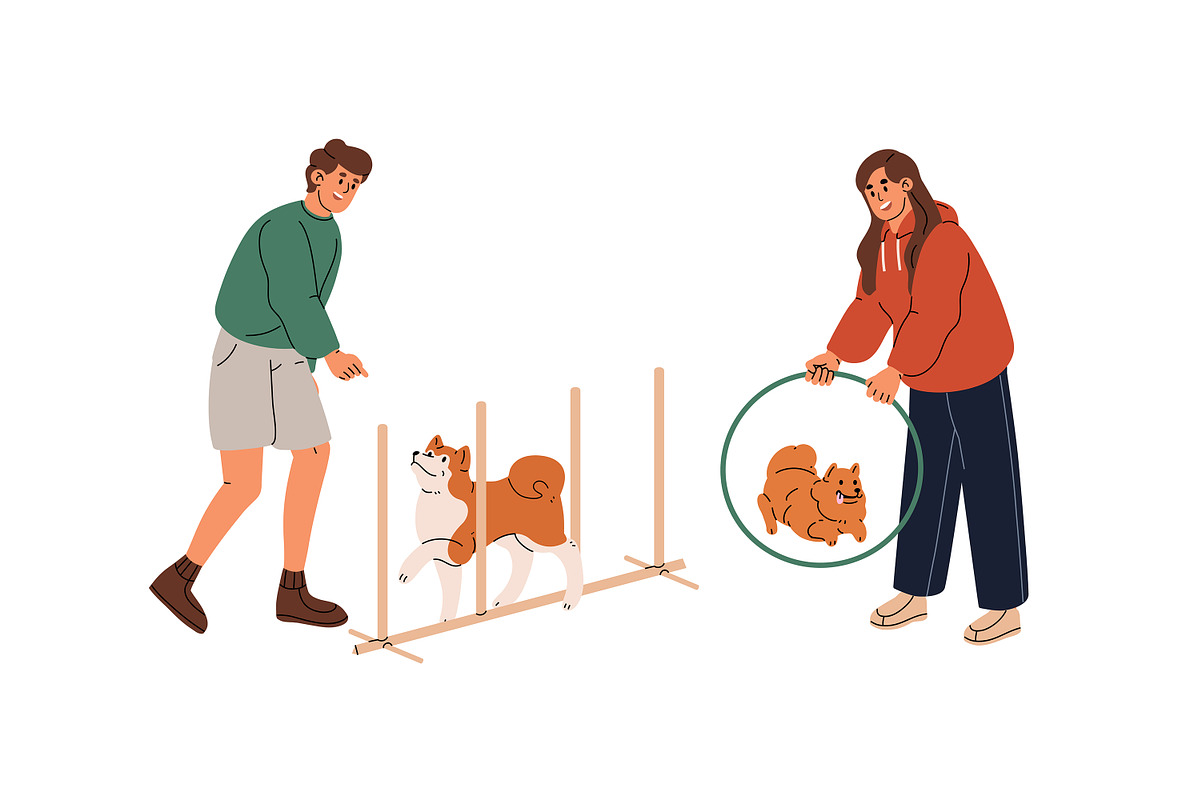 People training dogs set, a Person Illustration by PaperTrident (Photo 6 of 6)
