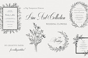 Line Art Collection, Wedding Flowers, a Background Graphic by by creative paper (Thumbnail 1 of 5)