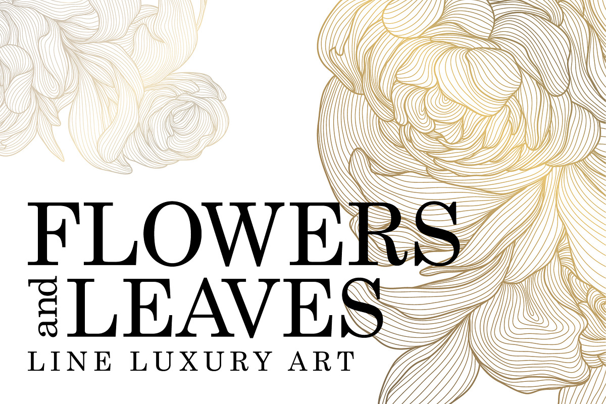 Flowers and Leaves Line Luxury Art, a Pattern Graphic by Marylia (Photo 1 of 27)