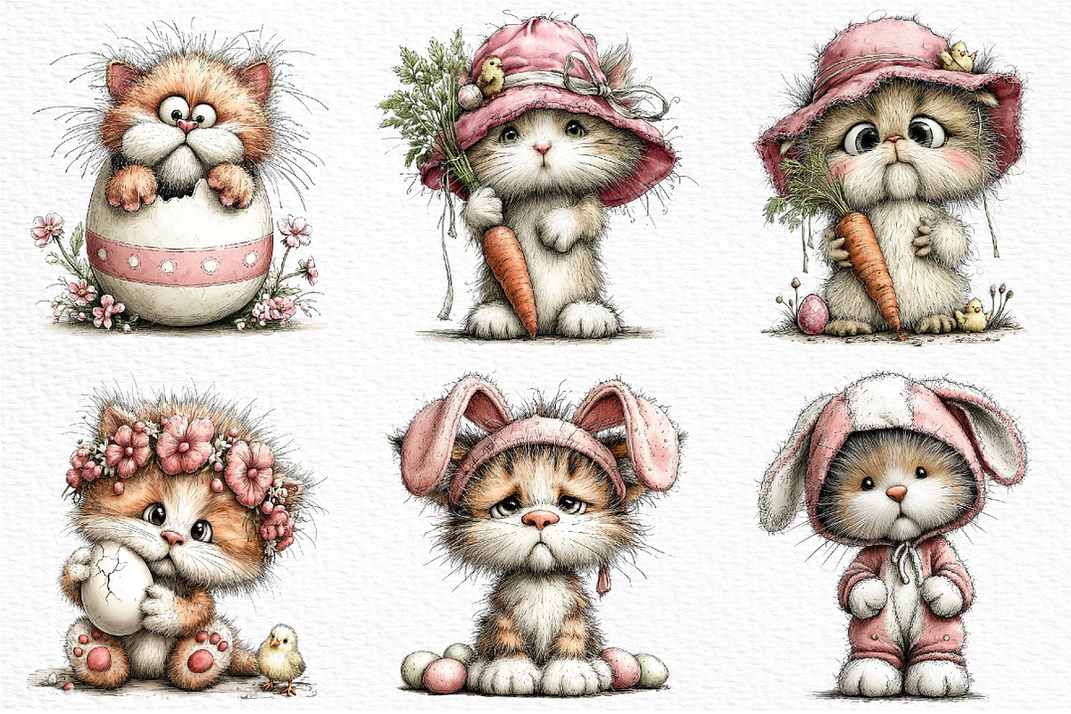 Easter Funny Cats Clipart Png, an Illustration by Craft Nest (Photo 5 of 11)