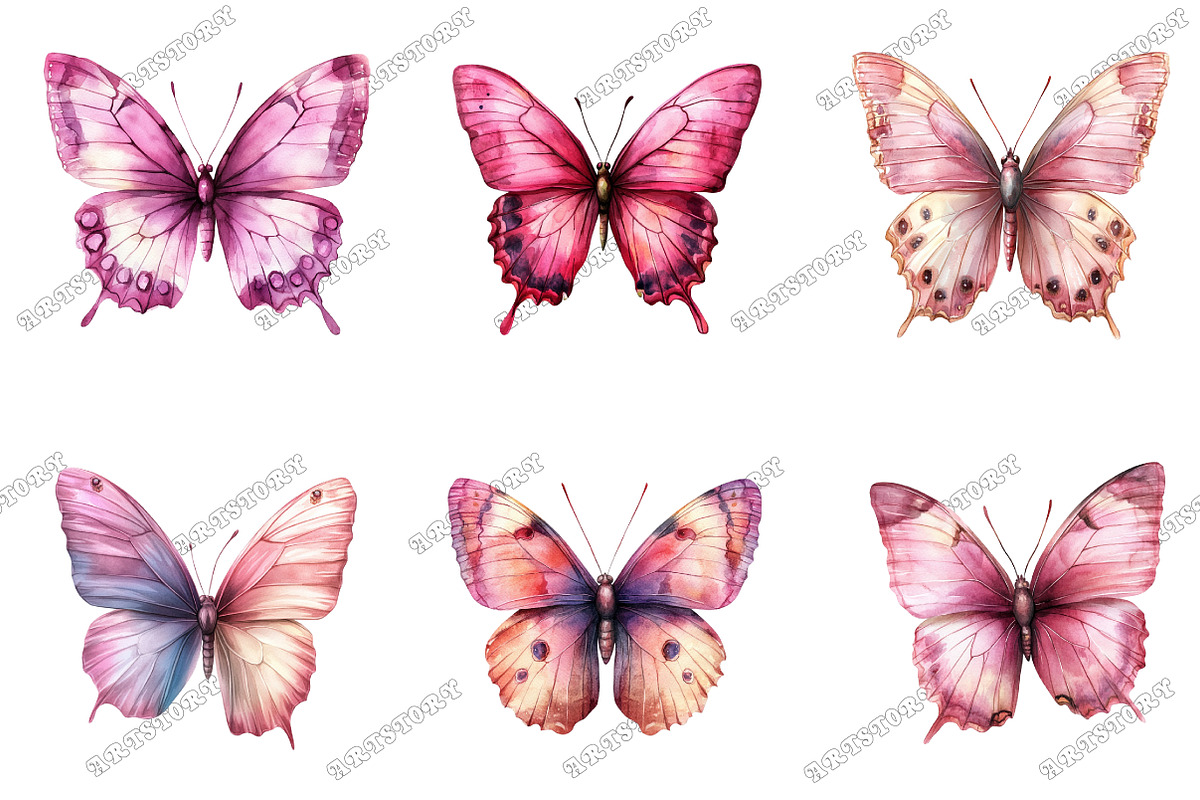 Pink Butterfly Clipart, an Illustration by designcity5 (Photo 3 of 5)