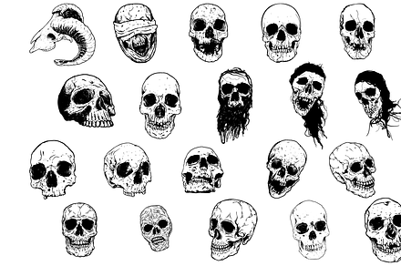 Hand Illustrated Skulls Vector Pack