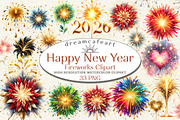 Happy New Year Fireworks Clipart, an Illustration by DreamCafeArt (Thumbnail 1 of 7)