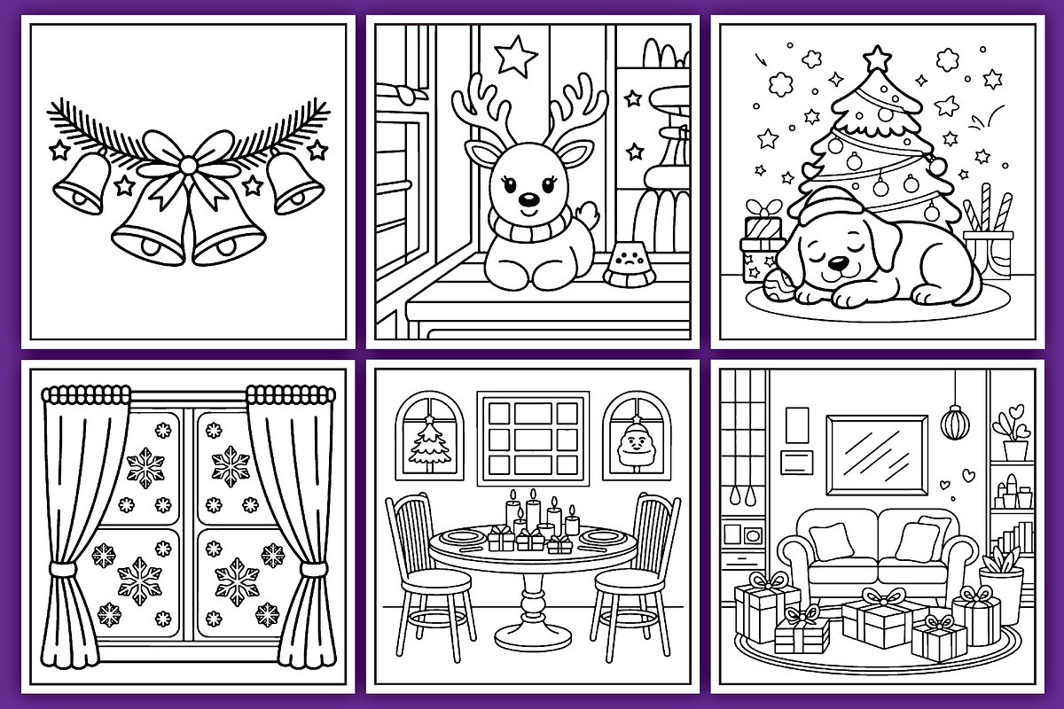 Christmas Interior coloring pages, a Graphic by LightExpress (Photo 1 of 2)