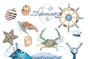 Sea set  watercolor, an Animal Illustration by JuliaFast (Thumbnail 3 of 4)