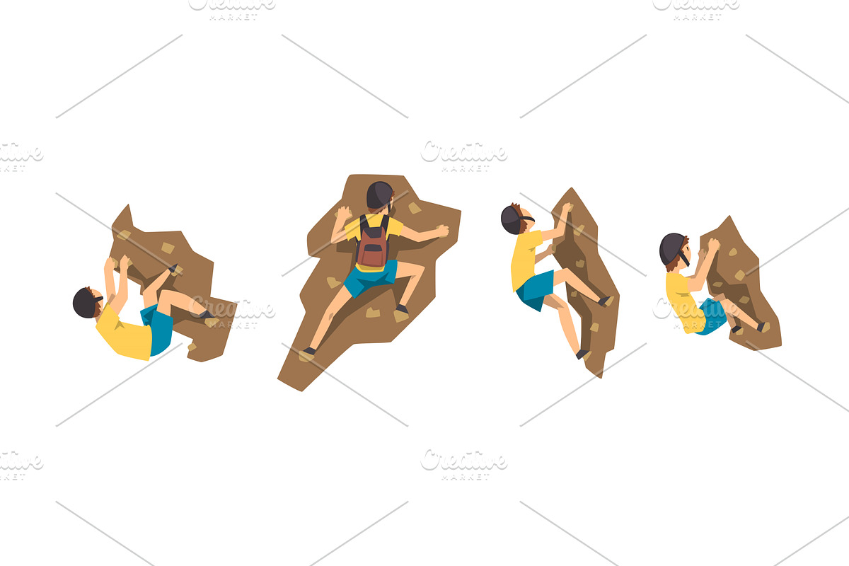 Man Mountain Climbing Rock and, a Person Illustration by TopVectors
