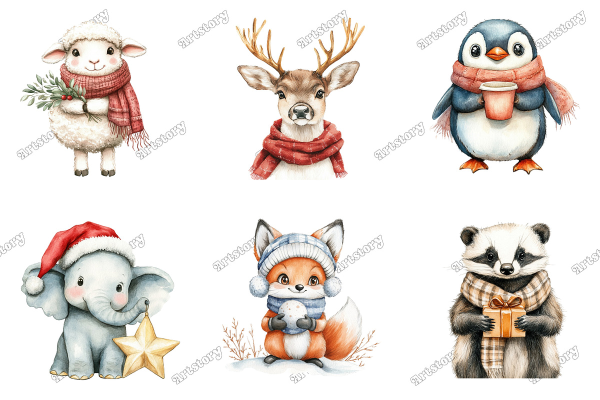 Christmas Animal Clipart Bundle, an Illustration by designcity5 (Photo 2 of 5)