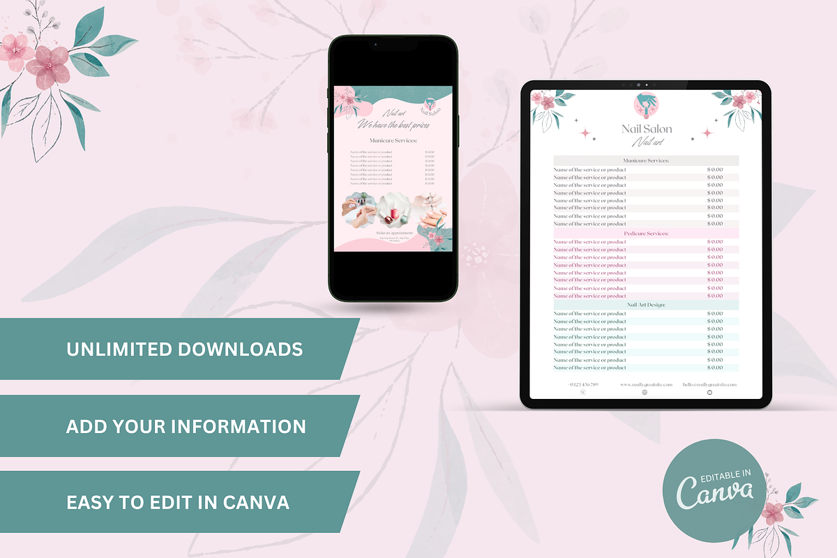 Nail Salon Promo Canva Templates, a Marketing Template by PaolaroiDesign (Photo 7 of 8)