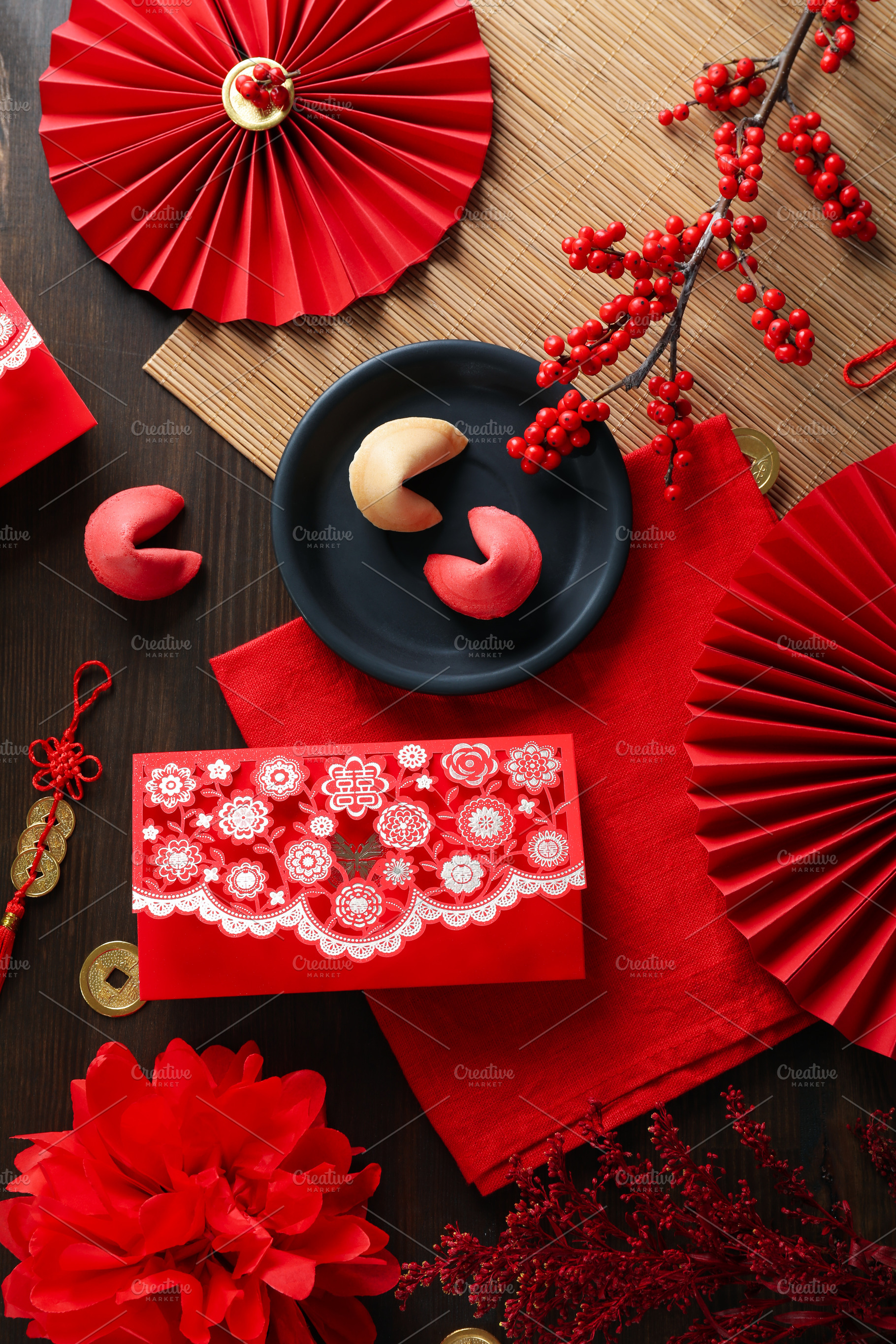 Concept of Happy Chinese new year, top view, a Beauty & Fashion Photo by AtlasStudio PRO