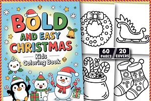 Bold & Easy Christmas Coloring Book, an Illustration by Ink Gallery