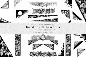 Vintage Corner and Banners, a Decorative Illustration by Century Library
