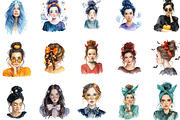 Halloween Messy Bun Watercolor PNG, an Illustration by Designking (Thumbnail 2 of 5)