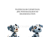Robotic Puppy Clipart Set, a Decorative Illustration by Pati Charm Studio (Thumbnail 4 of 8)