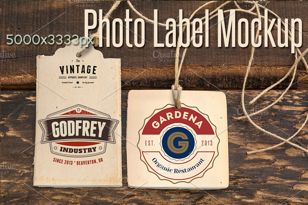 Photo tags-label mockup, an Apparel Mockup by JAY MID IMAGE