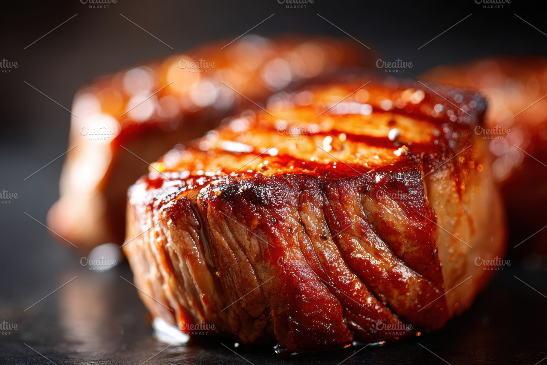 Grilled steak medallion close-up, a Food & Drink Photo by AlyaAnd