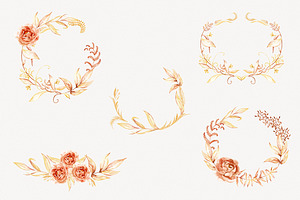 Watercolor Floral Wreaths Clip Art