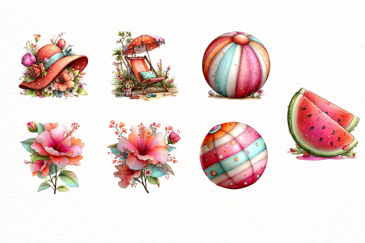 Whimsical Summer Clipart Bundle, an Illustration by Designworld (Photo 6 of 6)