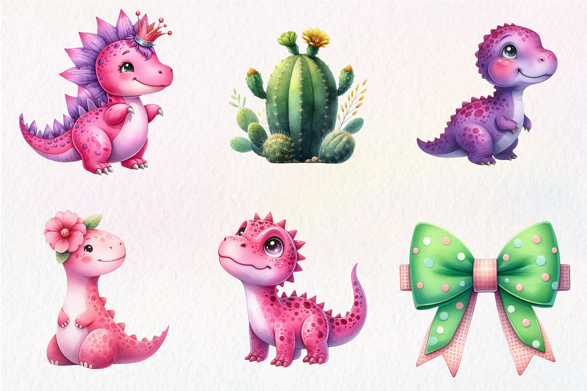 Dinosaurs watercolor clipart, an Illustration by CreationArt (Photo 3 of 5)