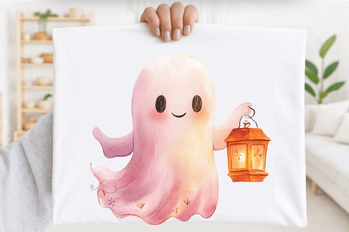 Whimsical Halloween Pink Ghost, a Seasonal Illustration by SVGArt (Photo 5 of 5)