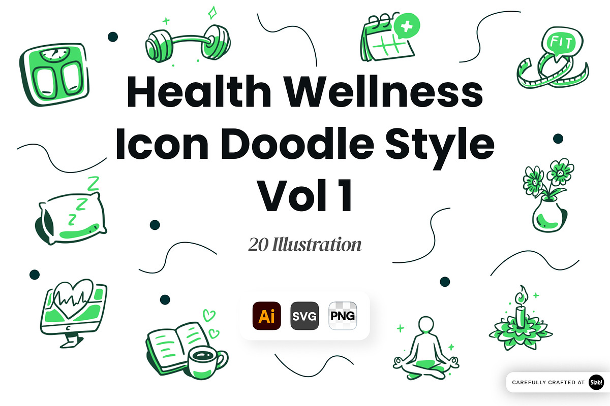 Health & Wellness Doodle Icon Set, an Object Illustration by SLAB! Design (Photo 1 of 3)
