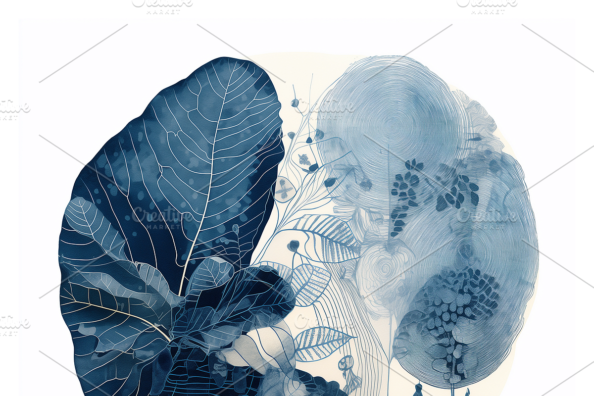 Deca Co - Blue Ink Botanical Shapes, a Texture Illustration by milatovar (Photo 11 of 25)