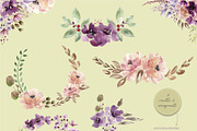 Violet Watercolor Floral Set, an Illustration by Anis Illustration (Thumbnail 8 of 10)