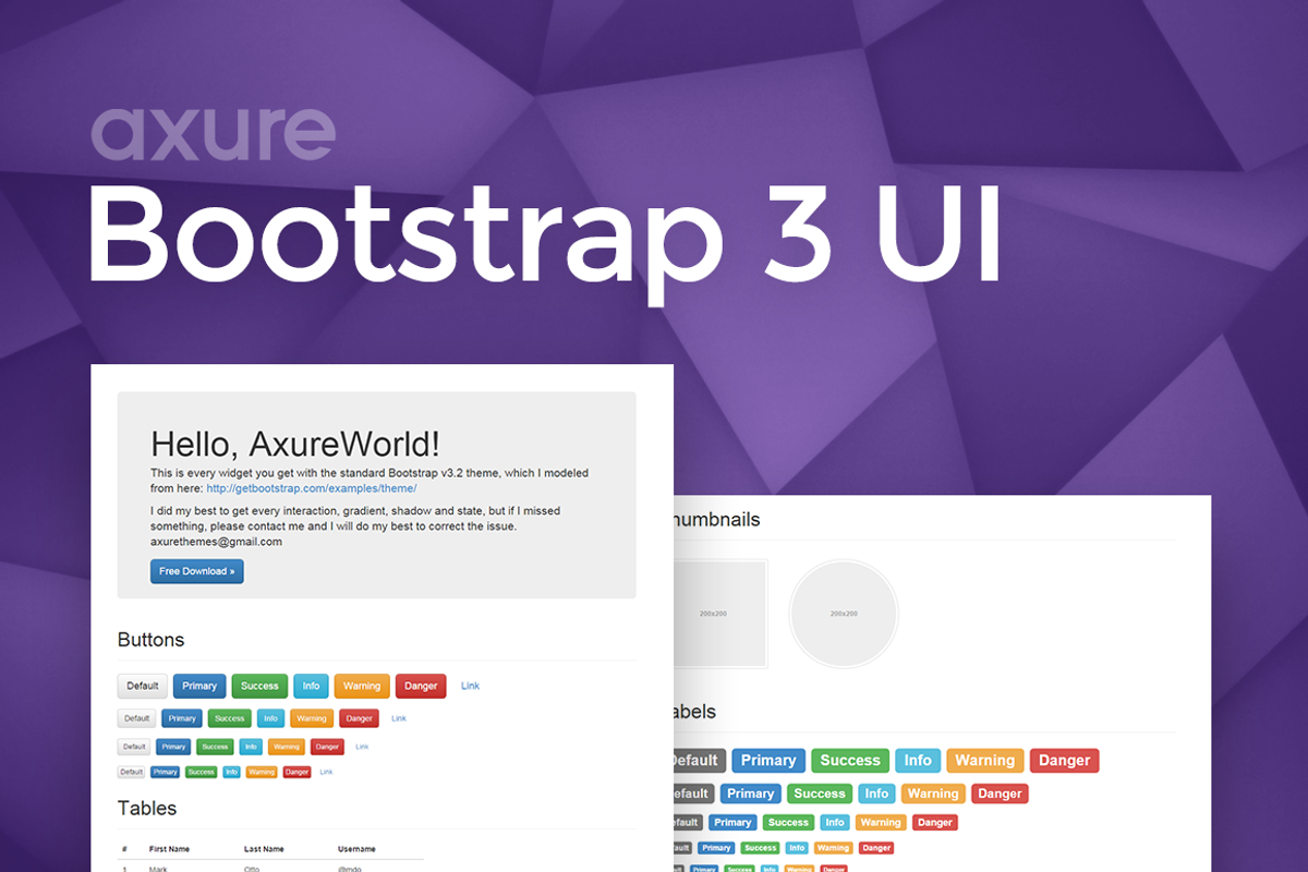 Axure Bootstrap 3 Widget Library, an UI Kit Template by Axure Themes