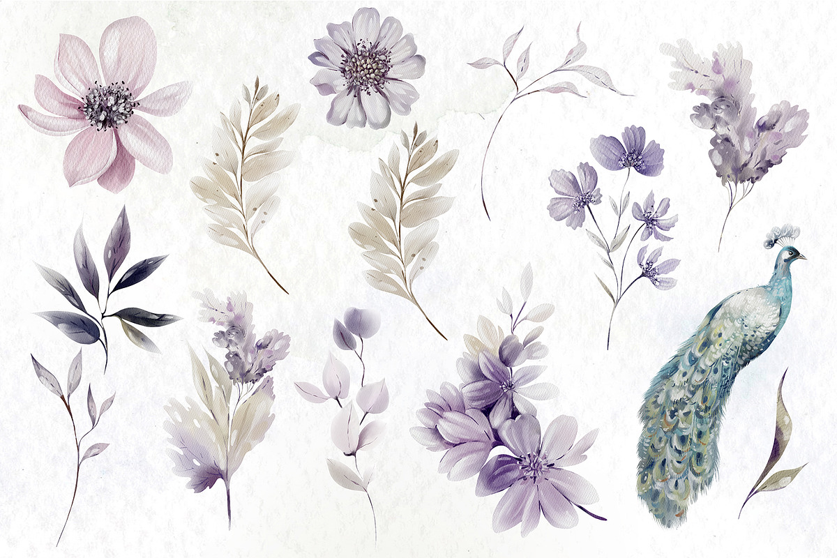 Watercolor Purple Flowers, an Object Graphic by Knopazyzy (Photo 4 of 4)