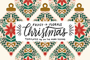 Folksy Florals Christmas Templates, an Illustration by On the Mark Designs (Thumbnail 1 of 7)