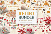 Retro clipart & pattern BUNDLE, a Graphic by Cozy pattern shop (Thumbnail 1 of 5)