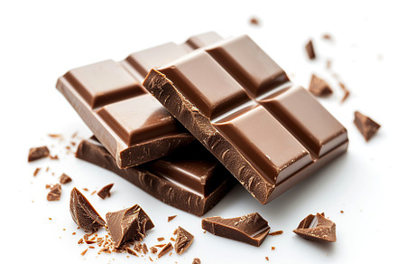 Milk chocolate bar on white background, a Food & Drink Photo by AlyaAnd