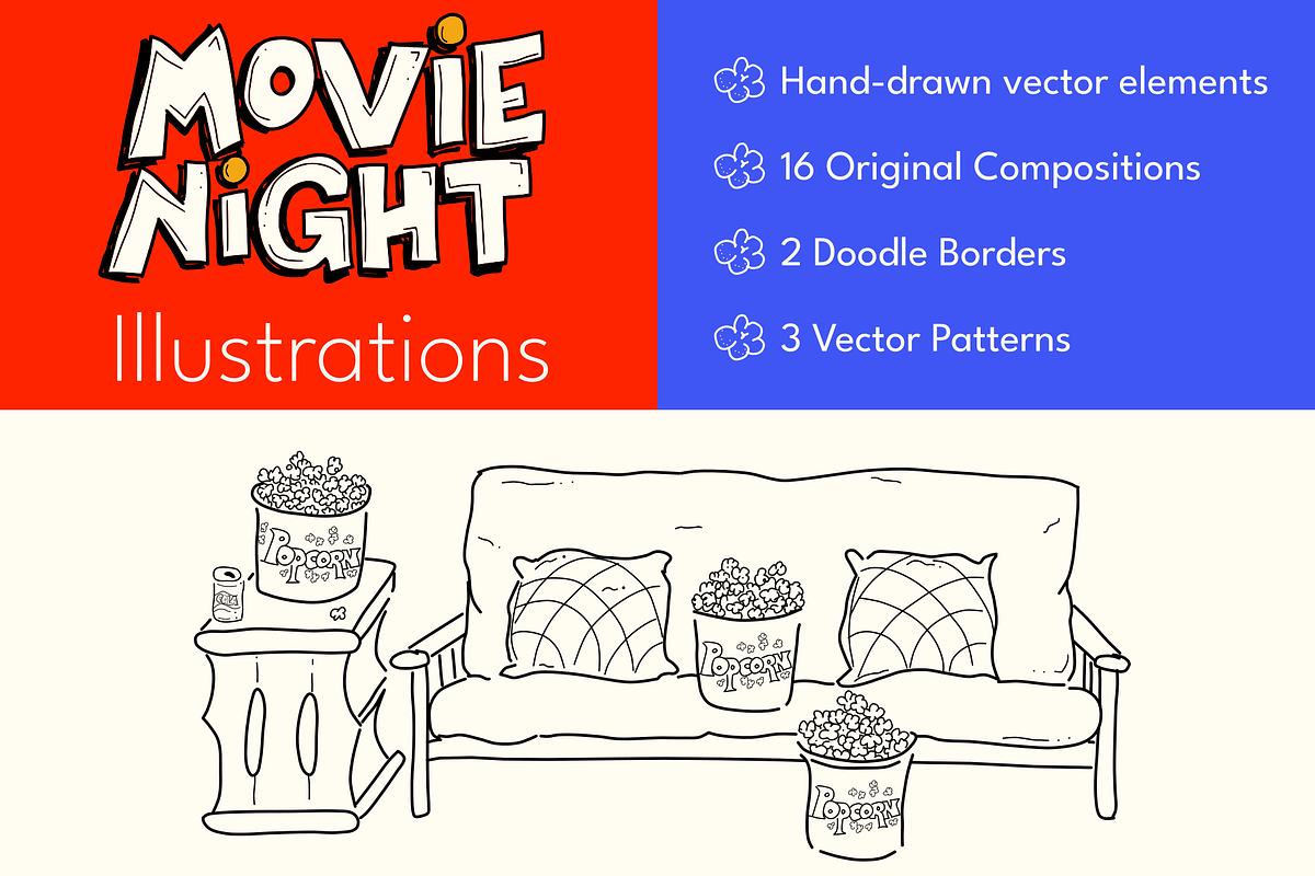 Movie Night Illustrations, a Food Illustration by AJ Doodles (Photo 1 of 21)