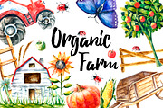 Watercolor Organic Farm, a Food Illustration by Vikeriya (Thumbnail 1 of 7)