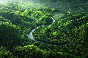 Winding river in the green jungles, a Nature Photo by AlyaAnd