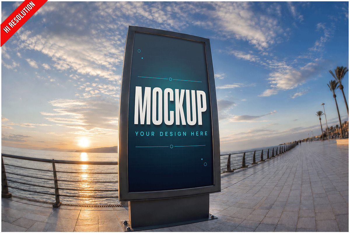 Billboard Beach Promenade Fishey PSD, an Advertising Mockup by Bruno's Shop (Photo 1 of 3)