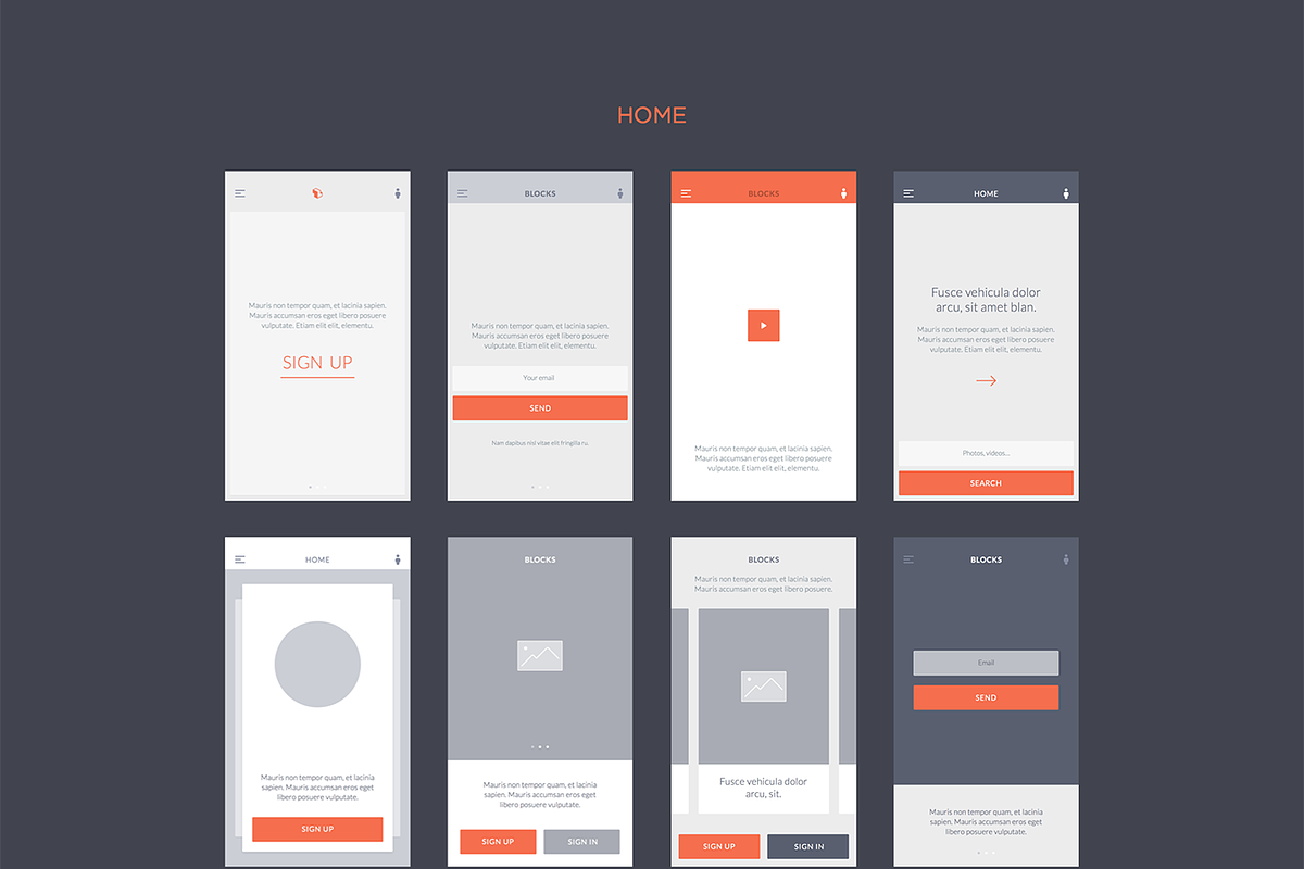 Blocks iOS Wireframe Kit, a Templates & Theme by UI8 (Photo 2 of 7)