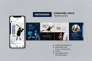 Blue Baseball Instagram Carousel, a Social Media Template by UICreative