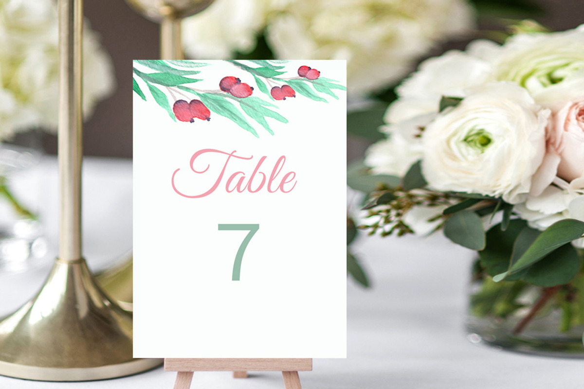 Rosehip Berry Watercolor Wedding Set, an Invitation Template by Love Design (Photo 6 of 12)