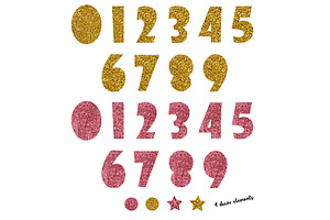 Rose And Gold Glitter Alphabet, PNG