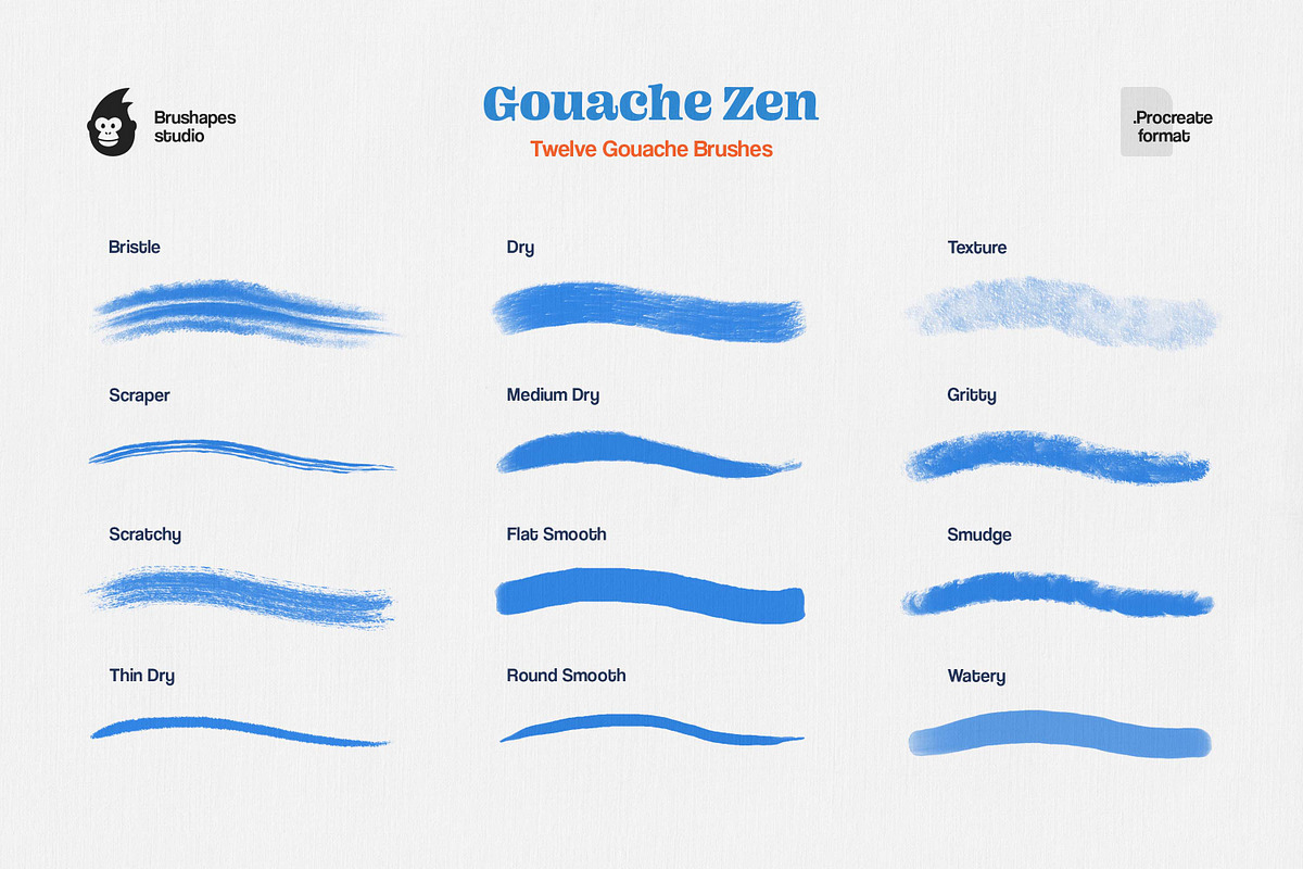 Gouache Zen Procreate Brushes, a Brush Add-On by brushapes.com (Photo 5 of 10)