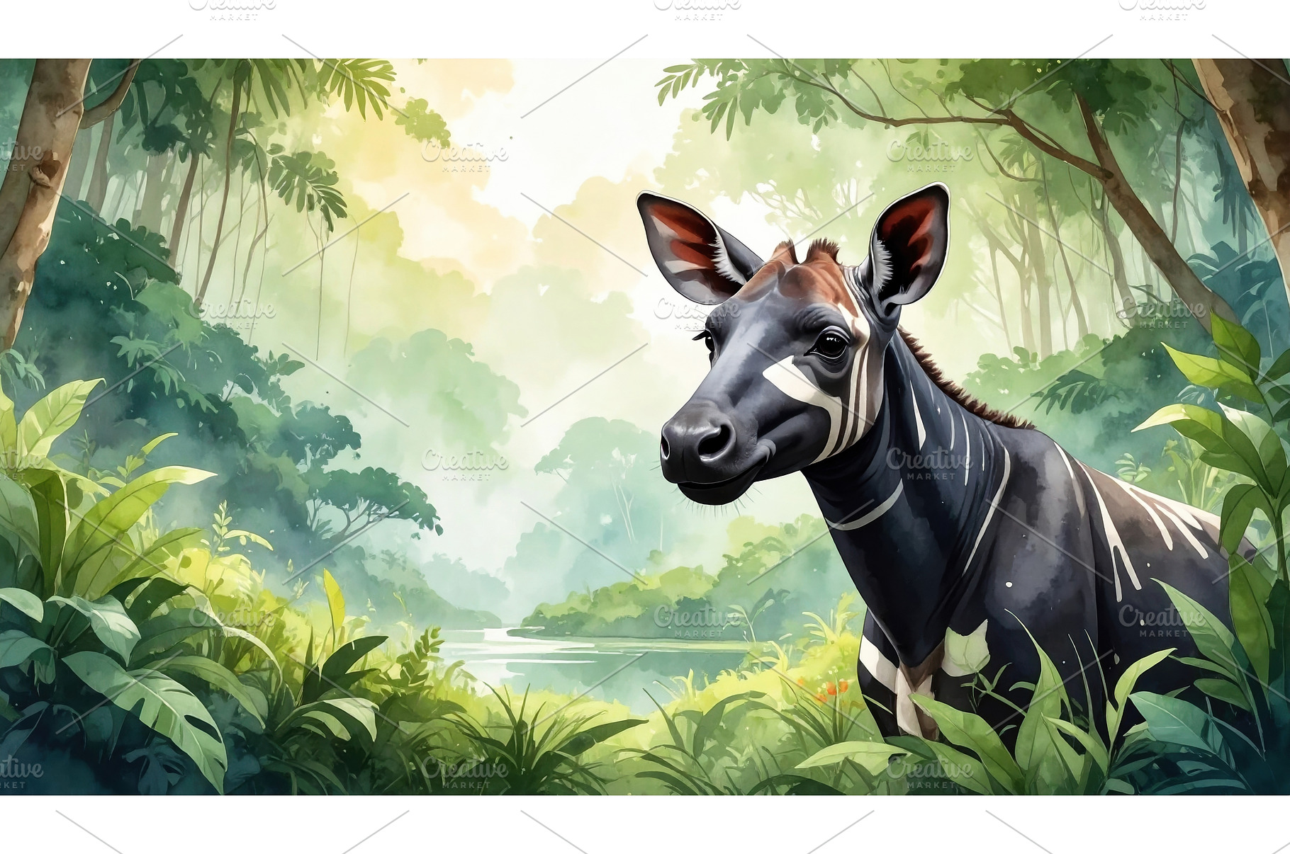 An okapi standing amid lush jungle, an Animal Photo by Igor Tichonow