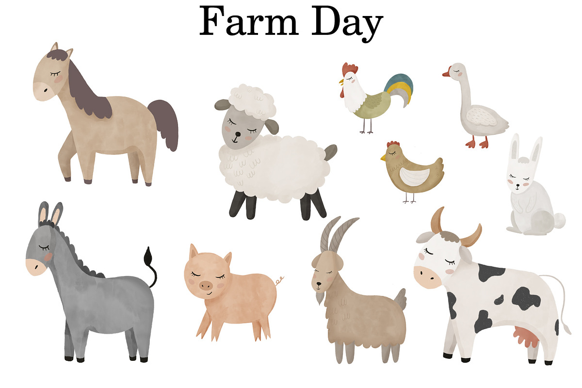Farm Day clipart and pattern, a Pattern Graphic by SleptArt (Photo 2 of 10)