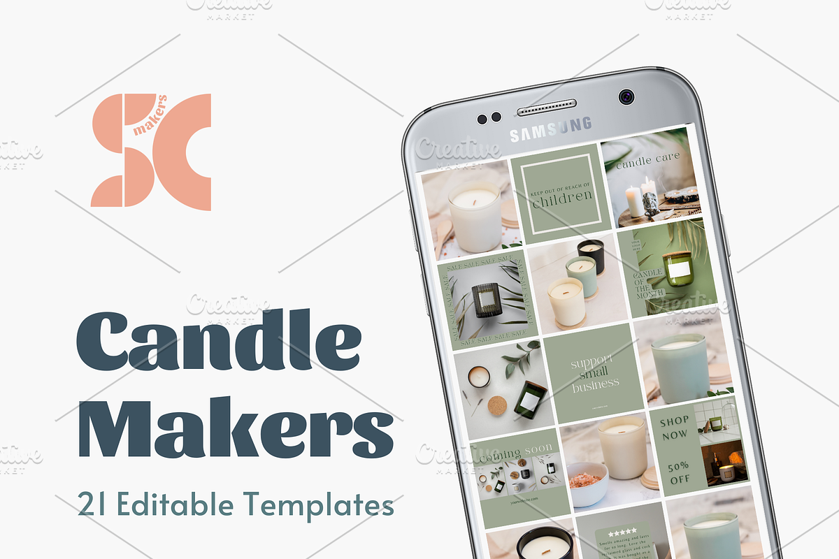 Social Media Templates for Candles, a Social Media Template by SmallMakersContent (Photo 1 of 6)