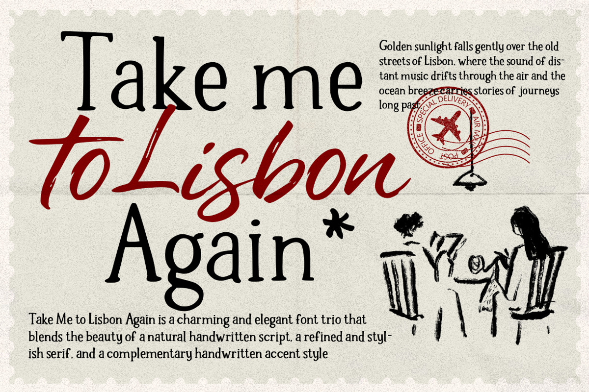 Take Me to Lisbon Again | Trio Font, a Script Font by Metasena Typefoundry (Photo 1 of 9)