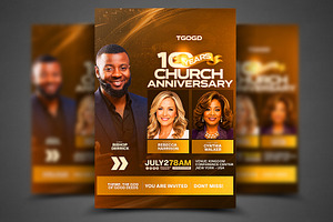 10 Year Church Anniversary Flyer PSD, a Social Media Template by church flyer templates