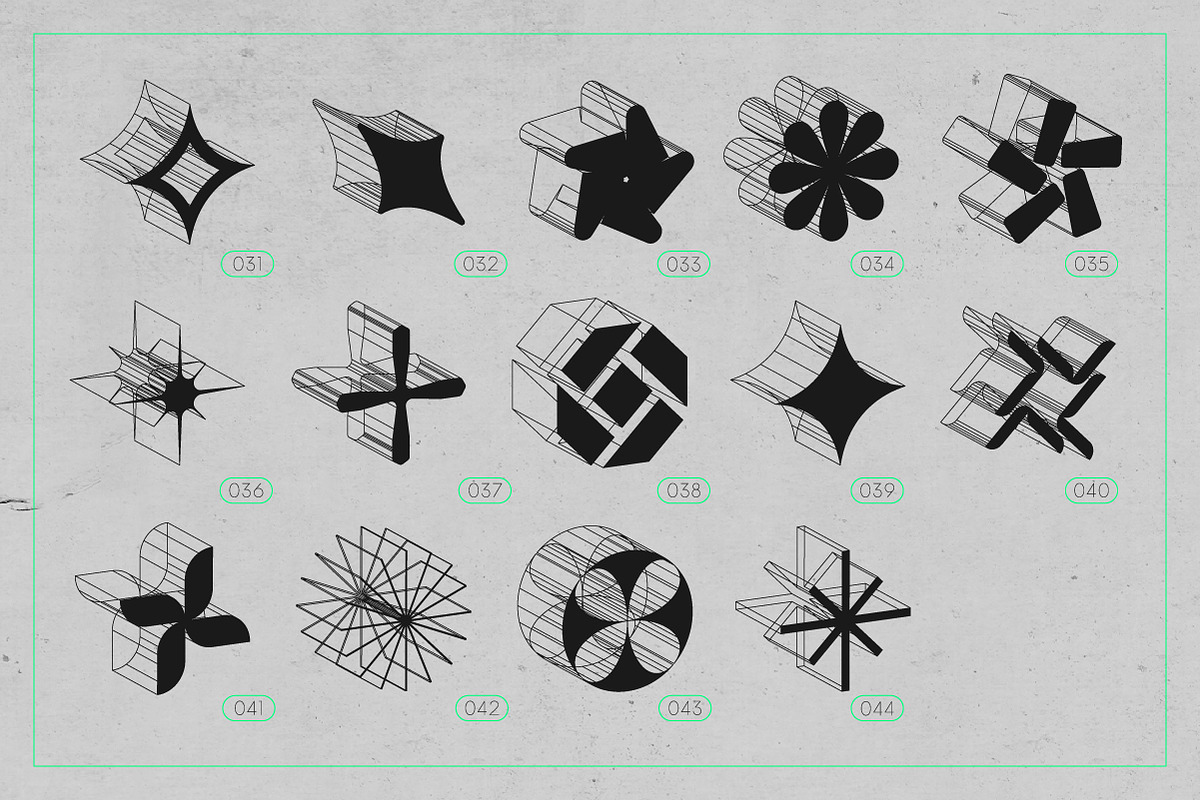 3D Wireframe Isometric Shapes | 1, an Object Graphic by MaximGertsen (Photo 7 of 11)