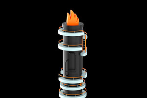 Stylized 3d icon of gas flare tower, a Technology Illustration by Artem Varnitsin