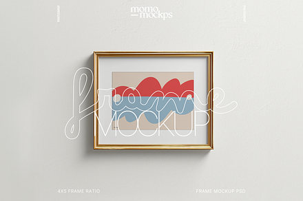 5x4 Gold Horizontal Frame Mockup PSD