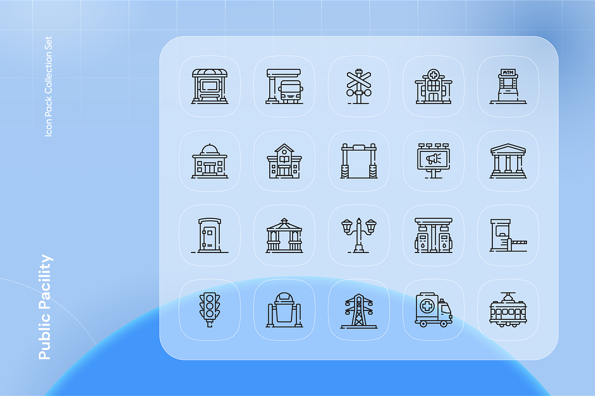 Public Pacility Icon Set, an Outline Icon by Nathaya Studio (Photo 2 of 2)
