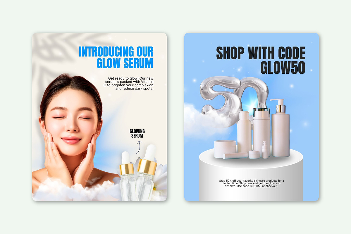 Skincare // Beauty Social Media Kit, a Design Template by SecondBrain Store (Photo 6 of 10)